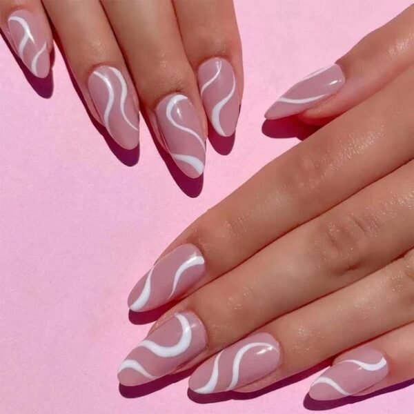 24Pcs Long Ballerina False Nails – Full Cover Jelly Red Coffin Nail Tips
