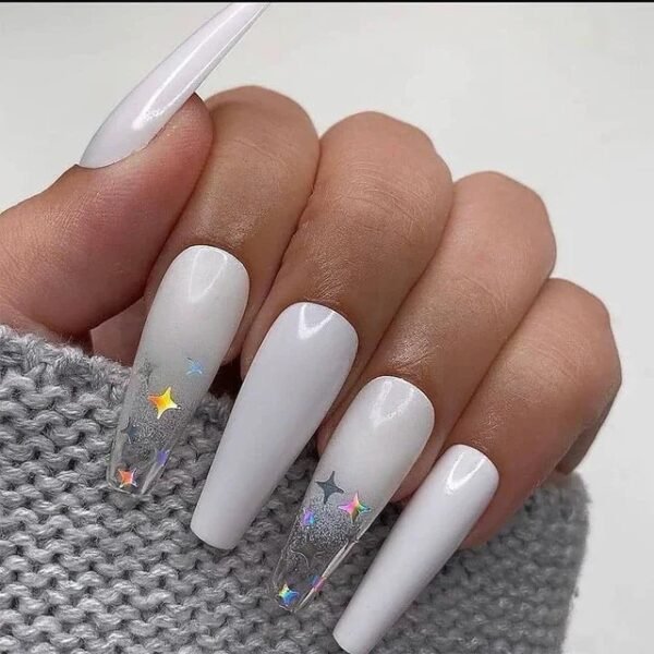 24Pcs Long Ballerina False Nails – Full Cover Jelly Red Coffin Nail Tips